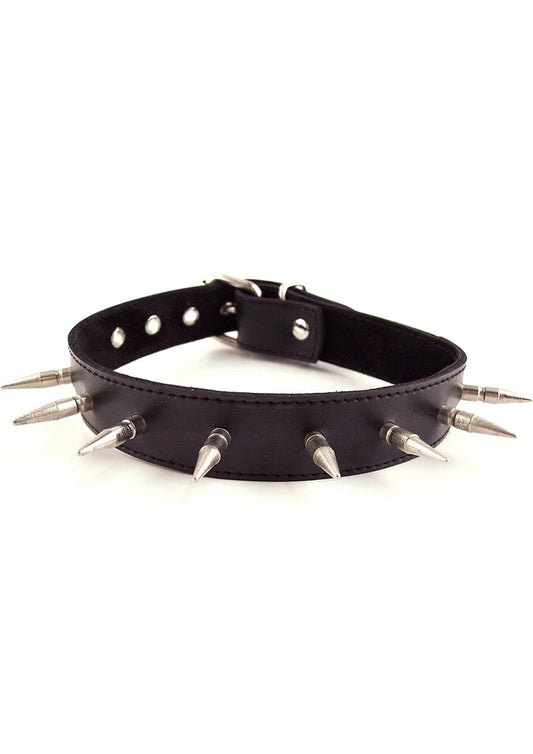 Adjustable Leather Spiked Collar