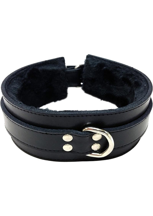 Leather Collar with Faux Fur Lining (Rouge)