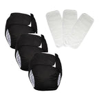Adult Cloth Diapers 3 Pack Reusable Washable Adjustable Black XL Incontinence