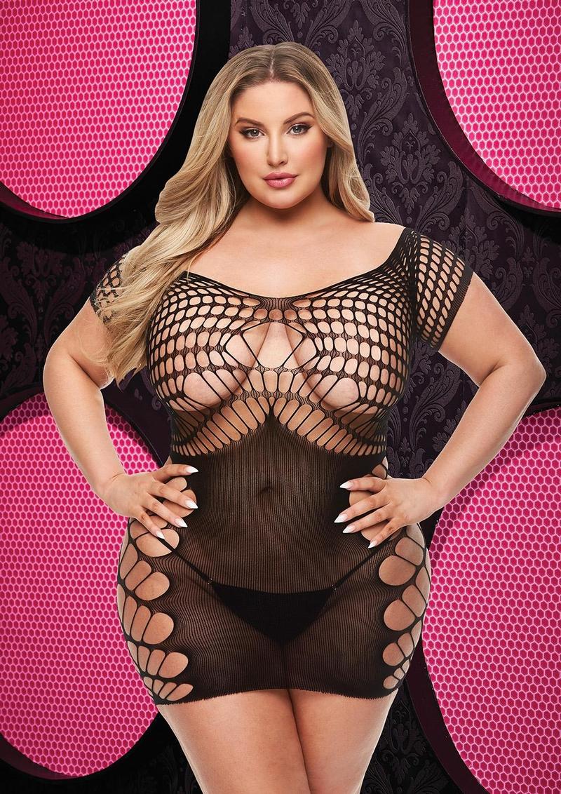 Sexy Fishnet and Lace Halter Dress