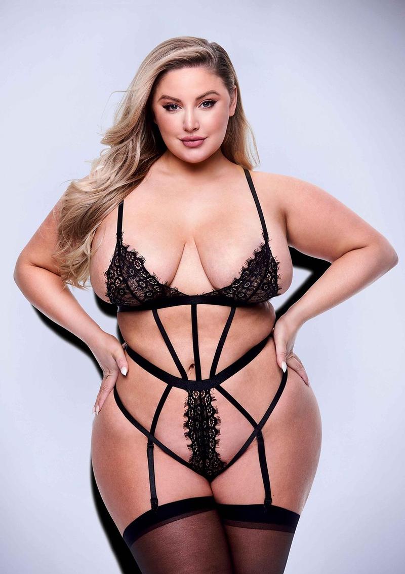 Sexy Strappy Lace Teddy with Garters