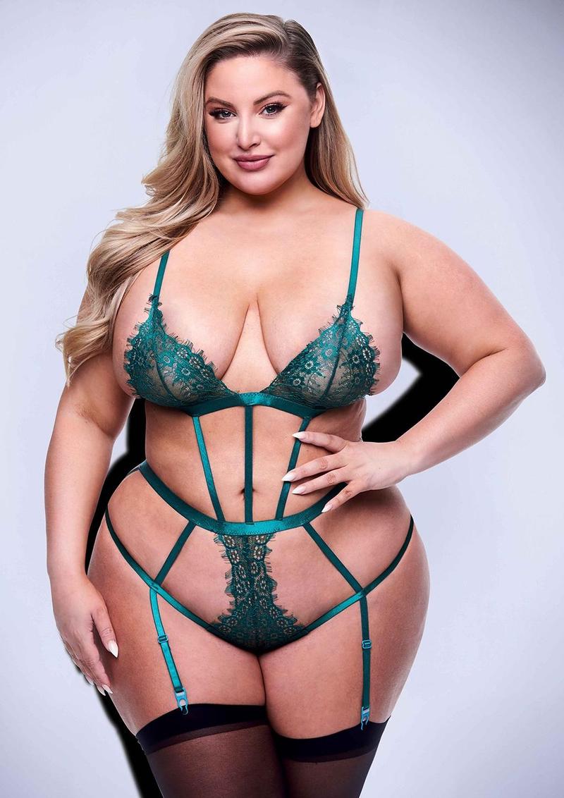 Sexy Strappy Lace Teddy with Garters