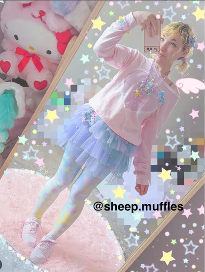Rainbow Clouds Unisex Tights - Puppy's Aesthetics