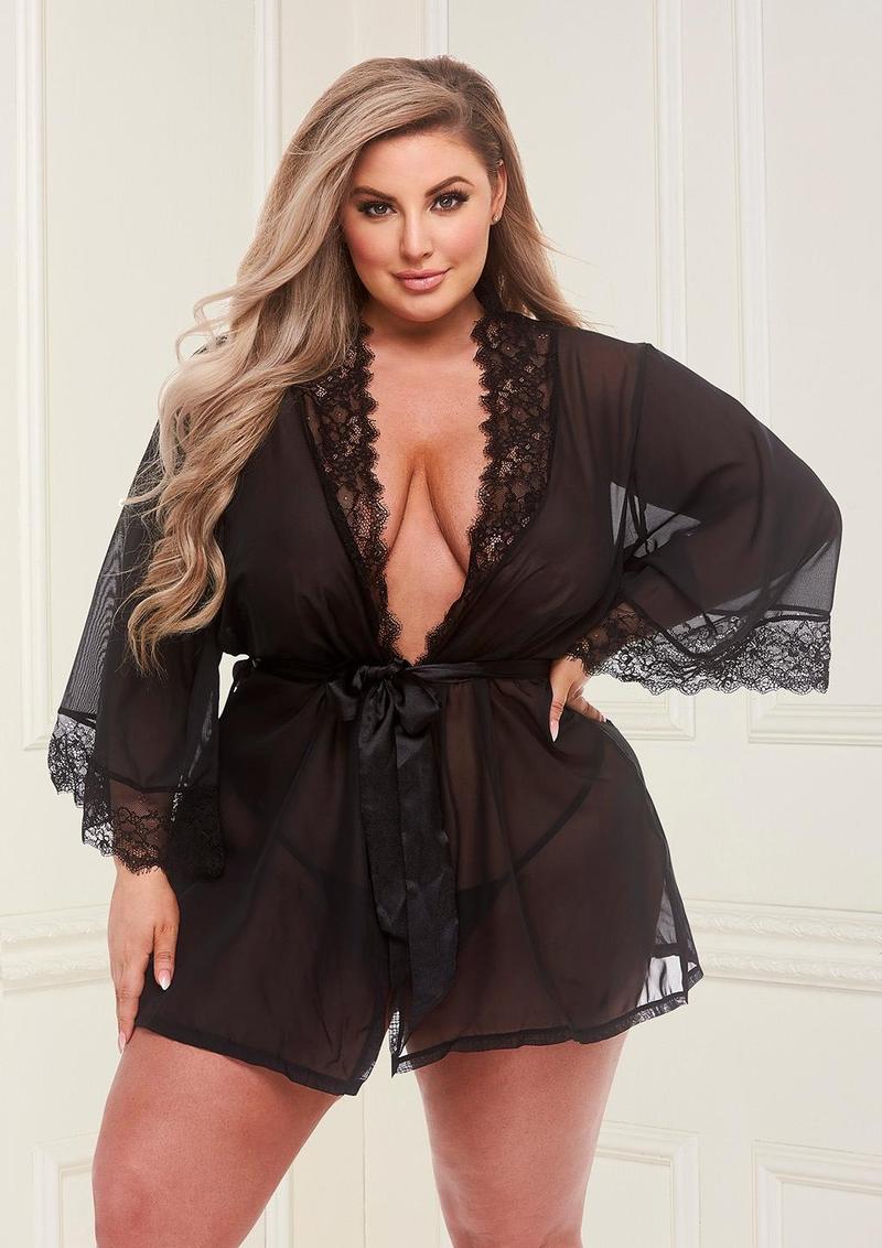 Sheer Chiffon and Lace Robe