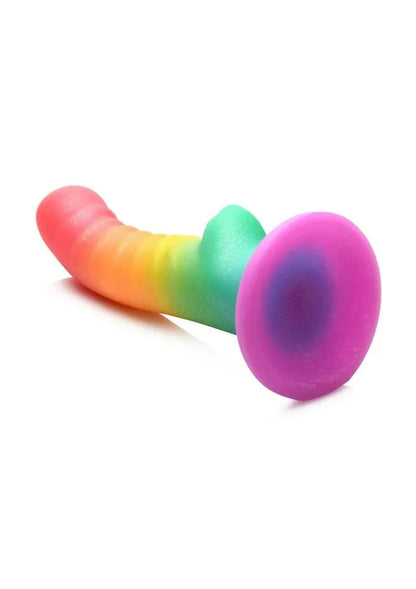 Simply Sweet Ribbed Silicone Rainbow Dildo - Puppy's Aesthetics