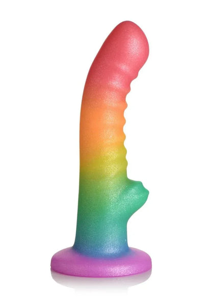 Simply Sweet Ribbed Silicone Rainbow Dildo - Puppy's Aesthetics