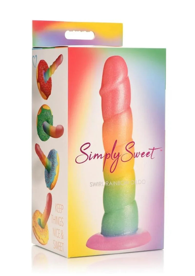 Simply Sweet Swirl Silicone Rainbow Dildo - Puppy's Aesthetics