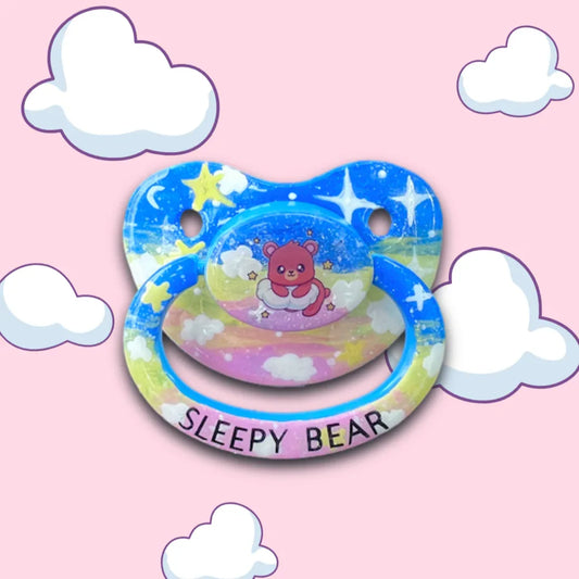 Hand Painted Adult Pacifier - Sleepy Bear - Puppy's Aesthetics