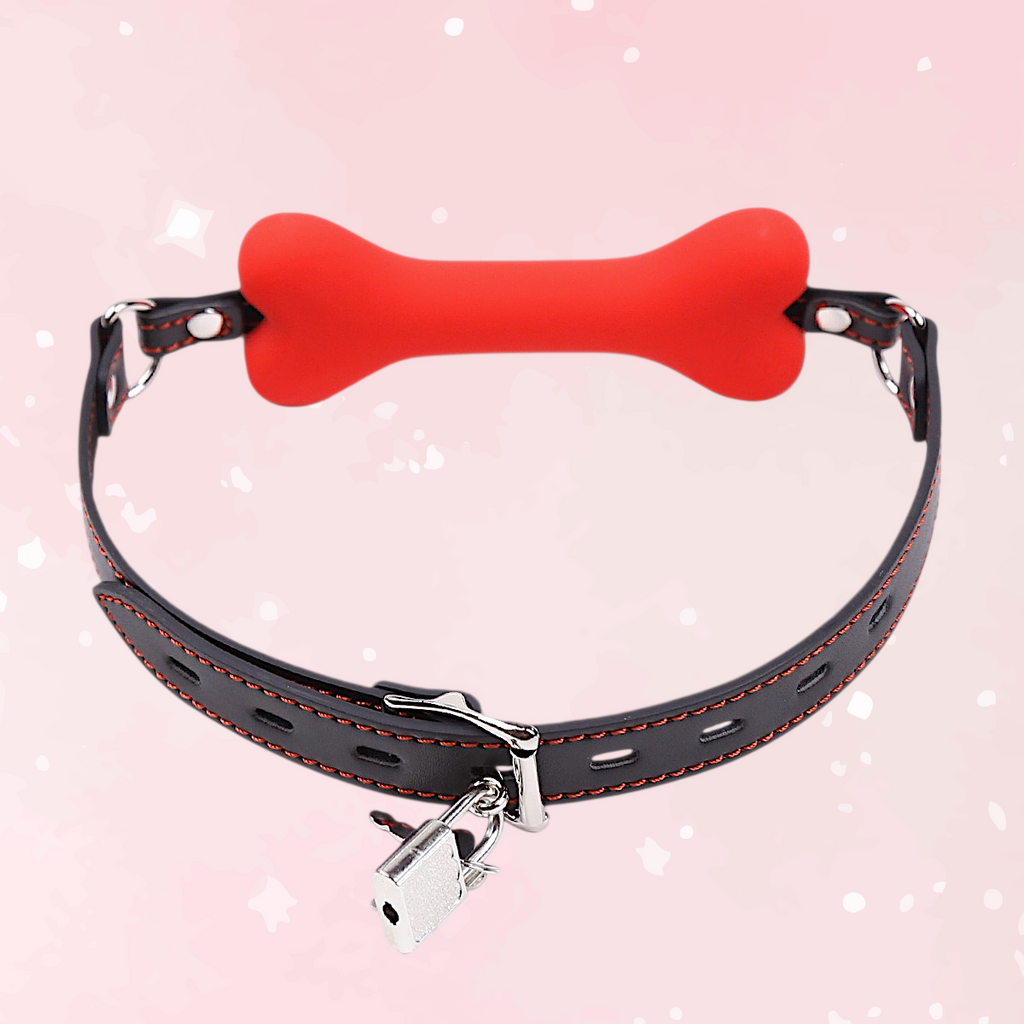 Pup Play Bone Gag w/Lock
