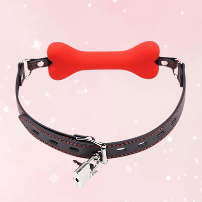 Pup Play Bone Gag w/Lock - Puppy's Aesthetics