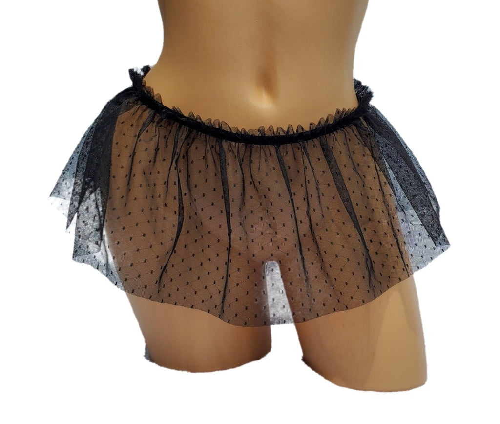 Black Sheer Dollcore Goth Mini Skirt - Puppy's Aesthetics