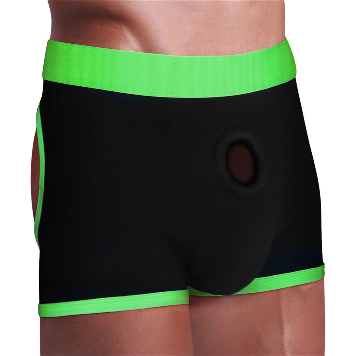 Get Lucky Strap-on Black/green Boxers - M/l