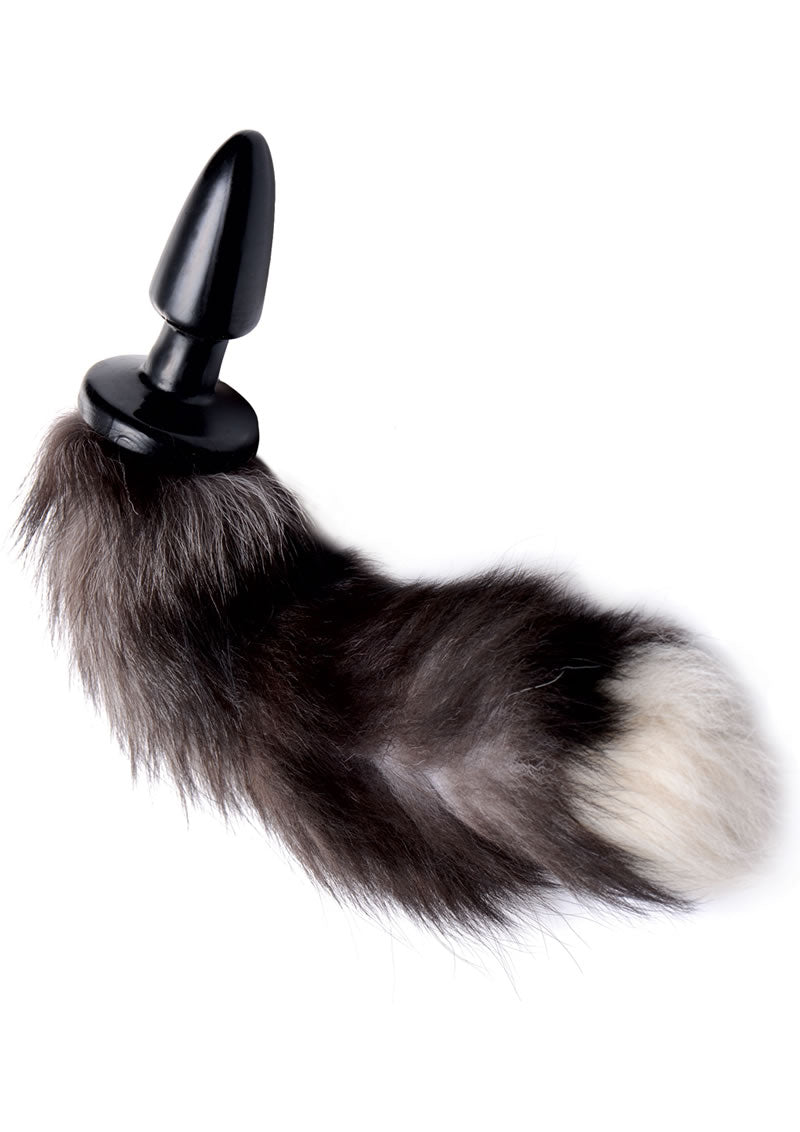Grey Fox Tail Anal Plug Faux Fur Animal Play