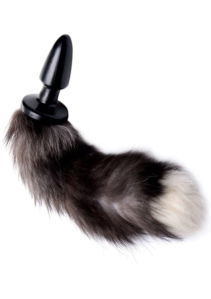 Grey Fox Tail Anal Plug Faux Fur Animal Play