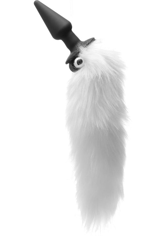 White Fox Tail Vibrating Anal Plug