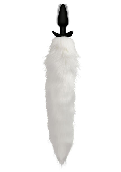 Vibrating Slender Anal Plug with White Fox Tail and Remote