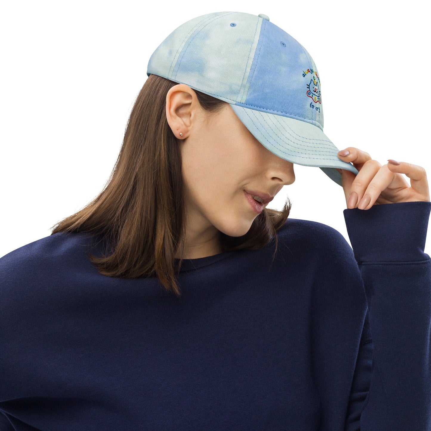 About to Cry Clown Cat Embroidered Tie dye hat