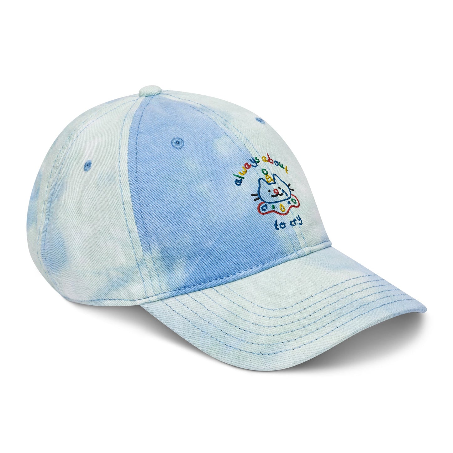 About to Cry Clown Cat Embroidered Tie dye hat