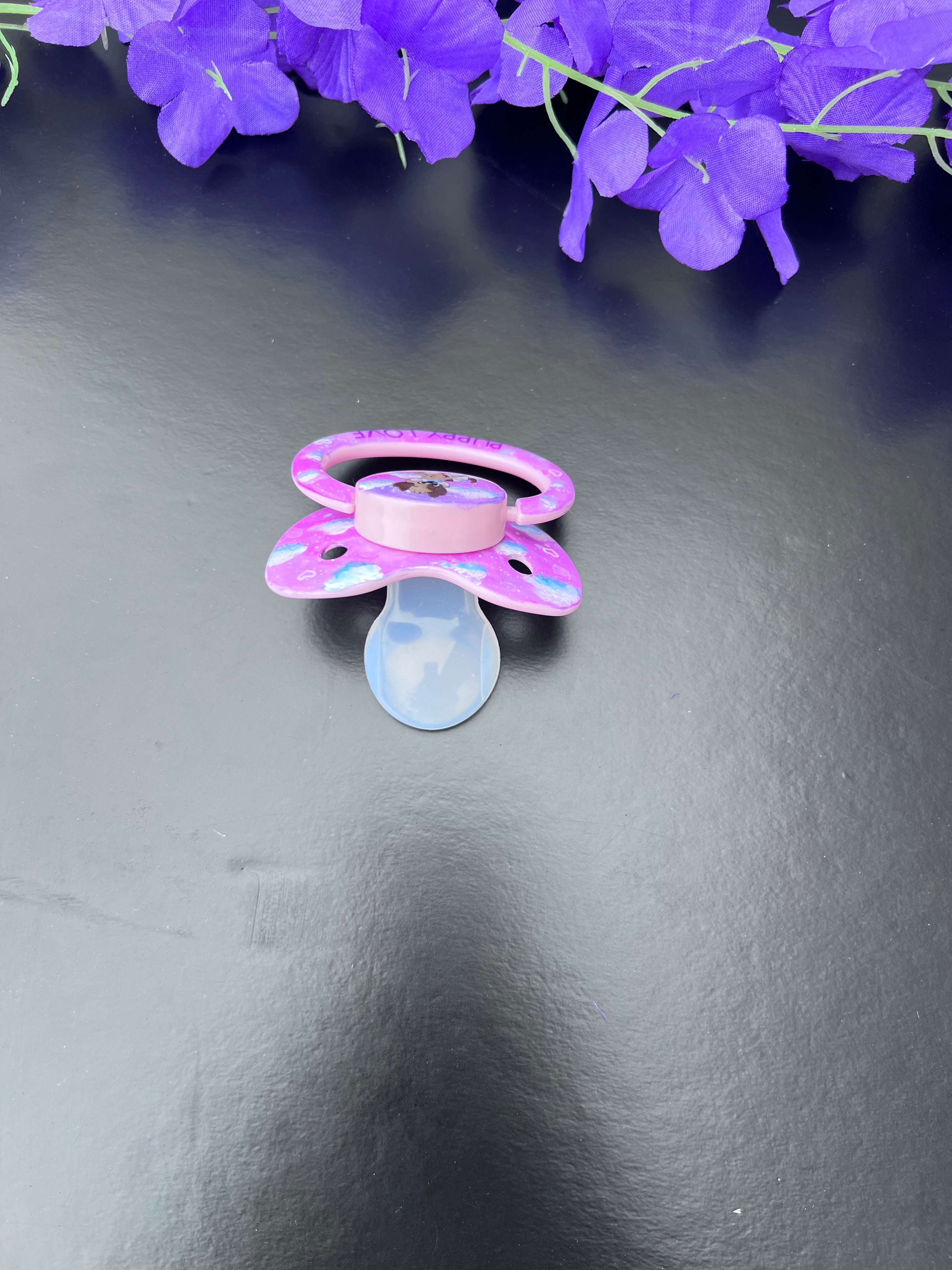 Hand Painted Adult Pacifier - Puppy Love