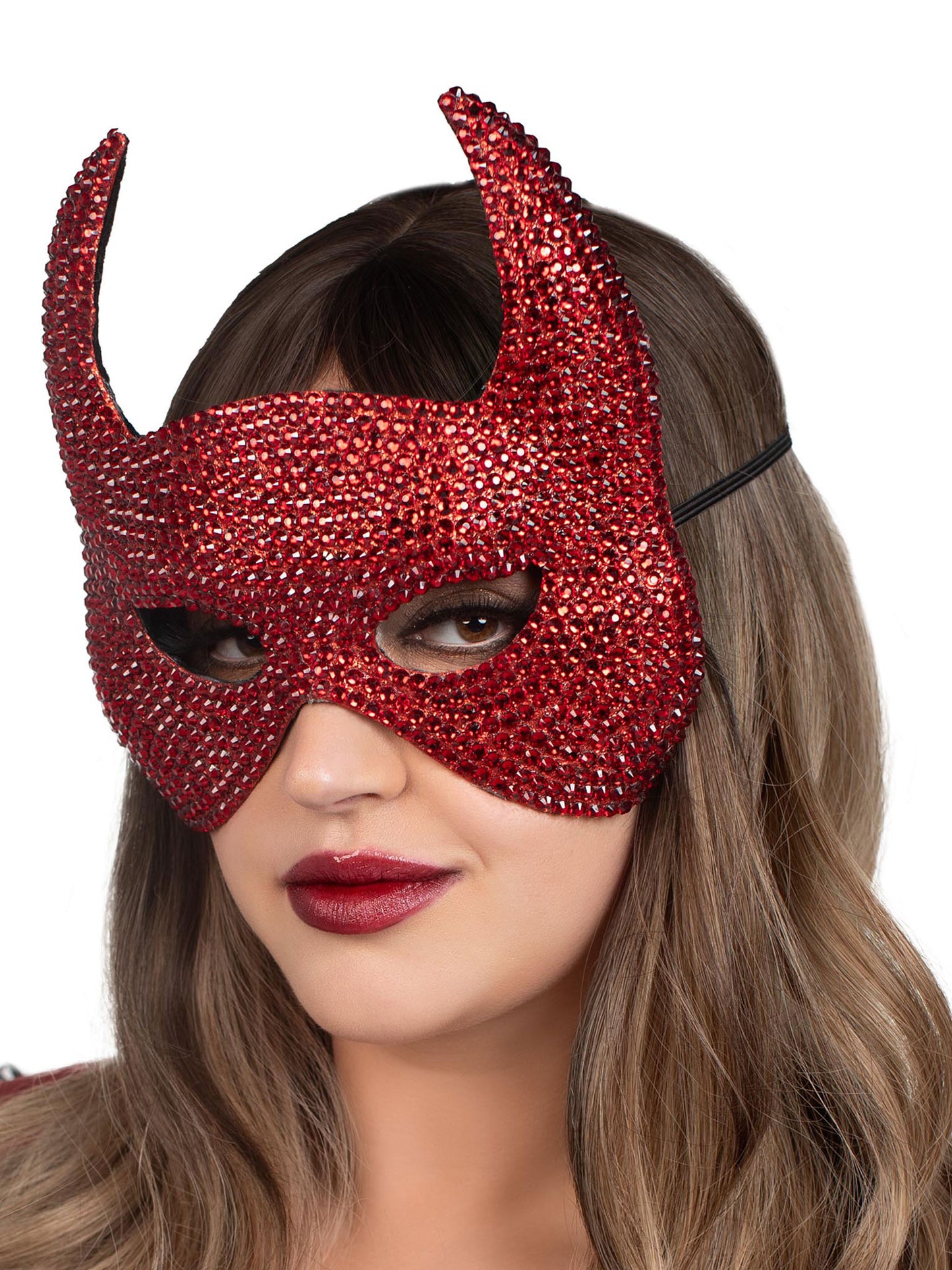 USA Only - Rhinestone Devil Mask - Red (One Size)