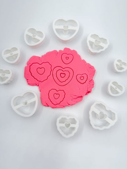 Valentine Heart Cookie Polymer Clay Cutters – Set of 10 (Mixed Sizes)
