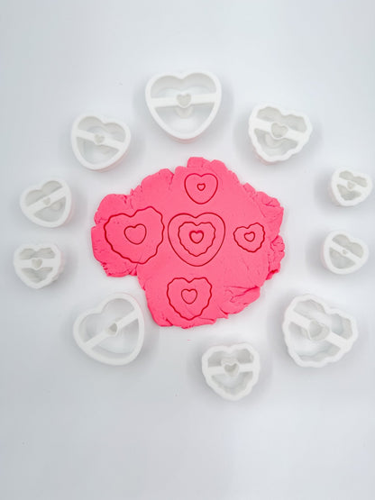 Valentine Heart Cookie Polymer Clay Cutters – Set of 10 (Mixed Sizes)