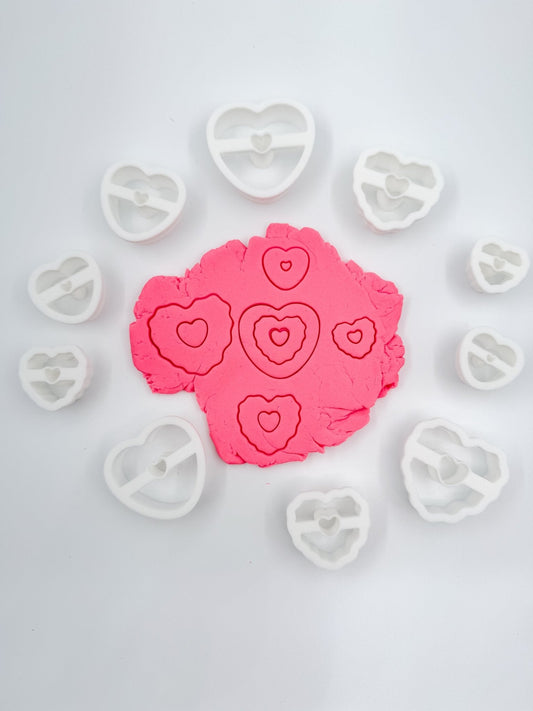Valentine Heart Cookie Polymer Clay Cutters – Set of 10 (Mixed Sizes)