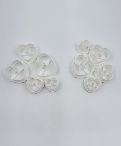 Valentine Heart Cookie Polymer Clay Cutters – Set of 10 (Mixed Sizes)