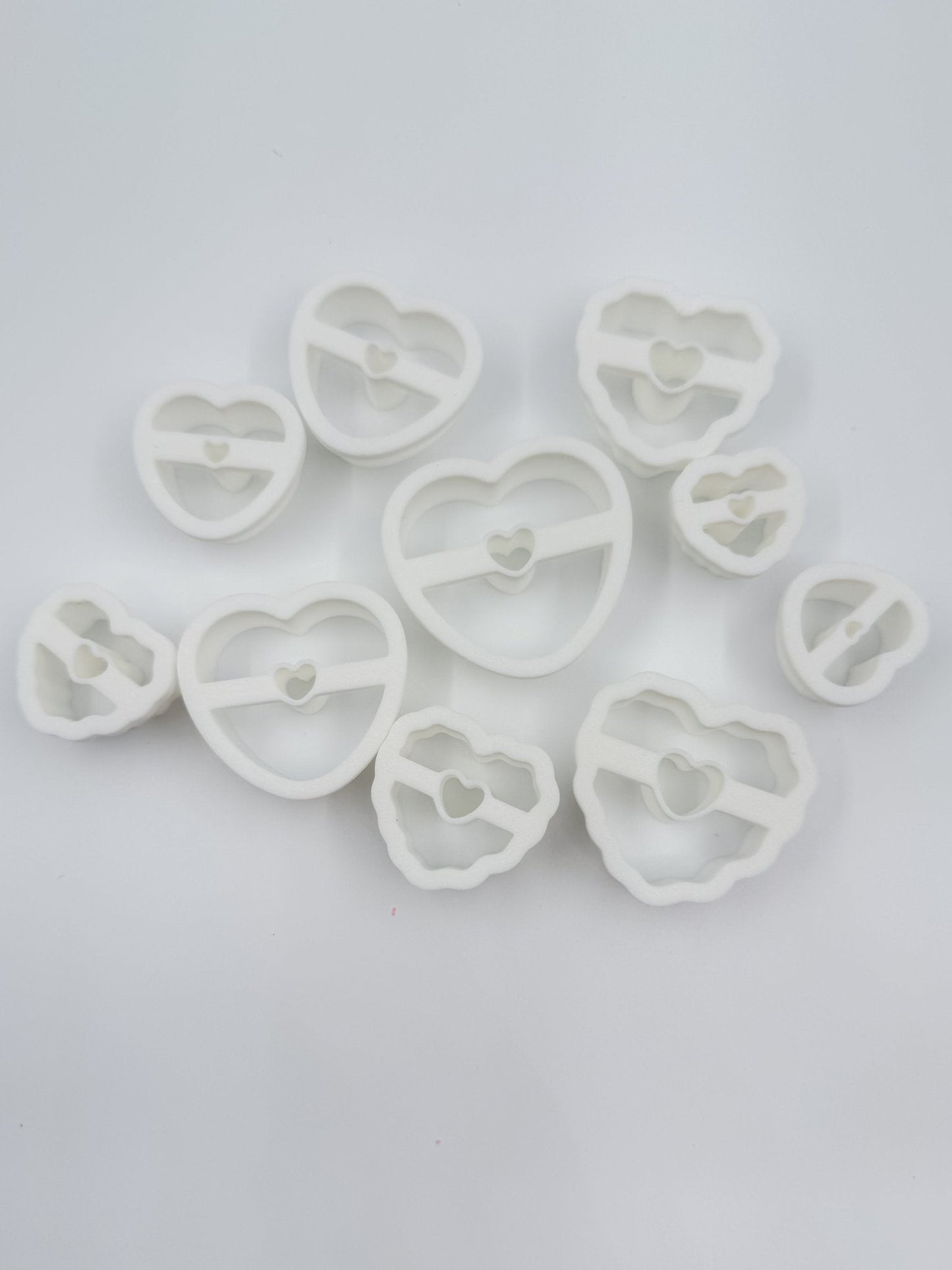 Valentine Heart Cookie Polymer Clay Cutters – Set of 10 (Mixed Sizes)