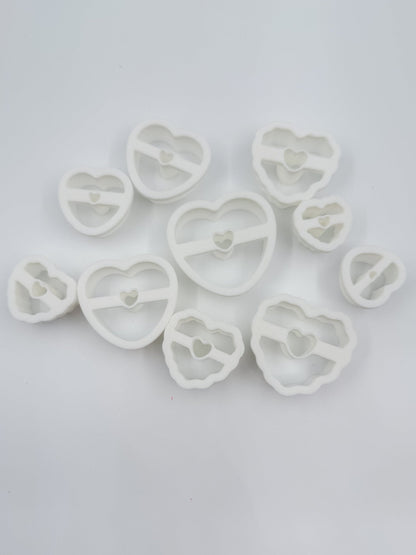 Valentine Heart Cookie Polymer Clay Cutters – Set of 10 (Mixed Sizes)