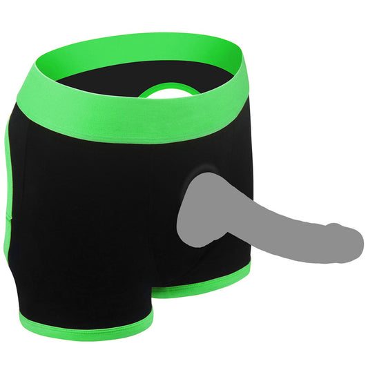Get Lucky Strap-on Black/green Boxers - Xs/s