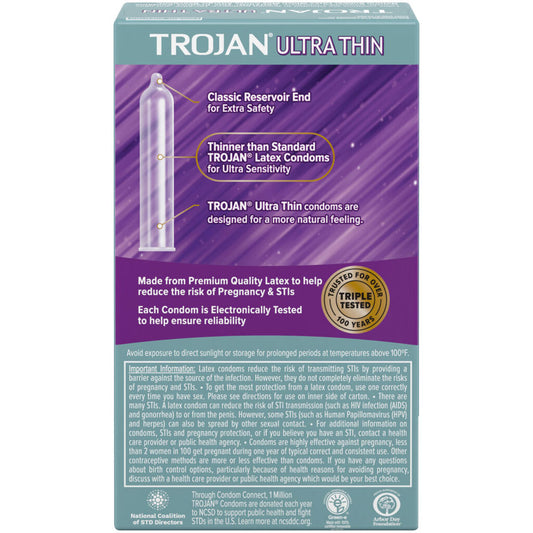 Trojan Sensitivity Ultra Thin Lubricated Condoms - 12 Pack