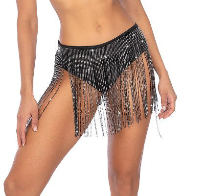 Glam Fringe Belt - Os - Black