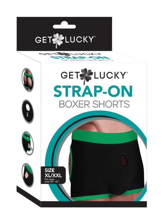 Get Lucky Strap-on Black/green Boxers - Xl/xxl