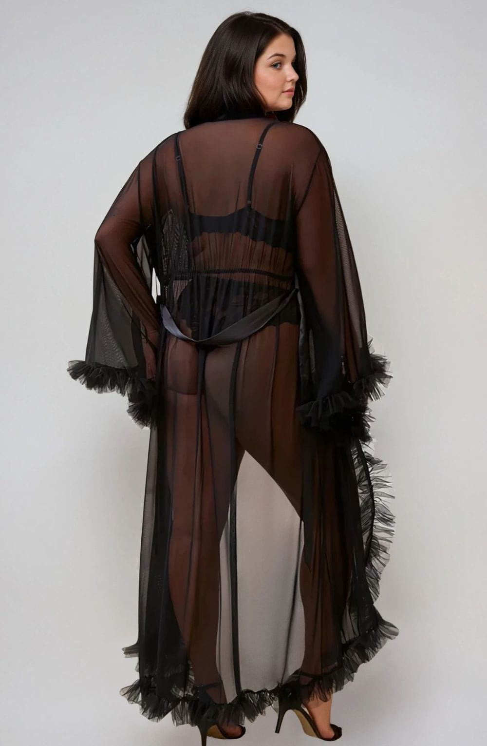 Mesh Ruffled Long Robe