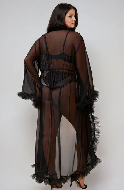 Mesh Ruffled Long Robe