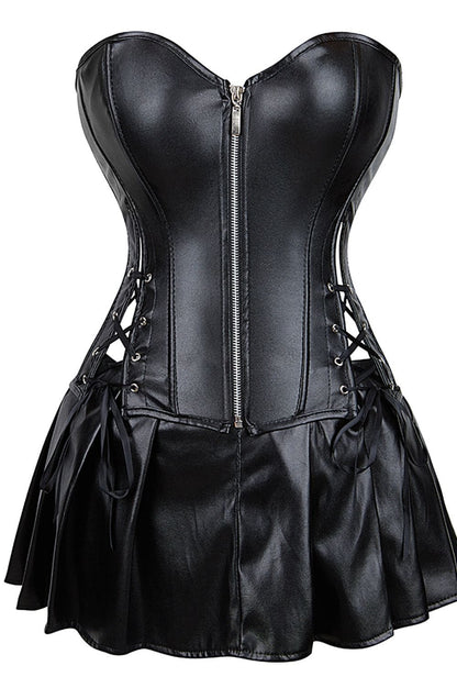 Faux Leather Corset & Skirt Set