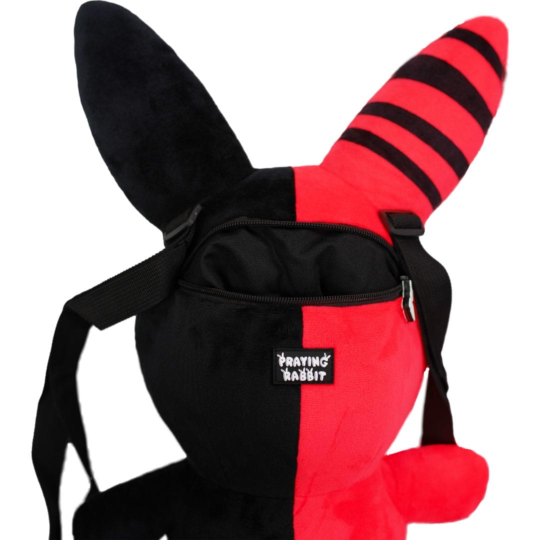 Rabbit Plush Backpack – Red/Black (20”)