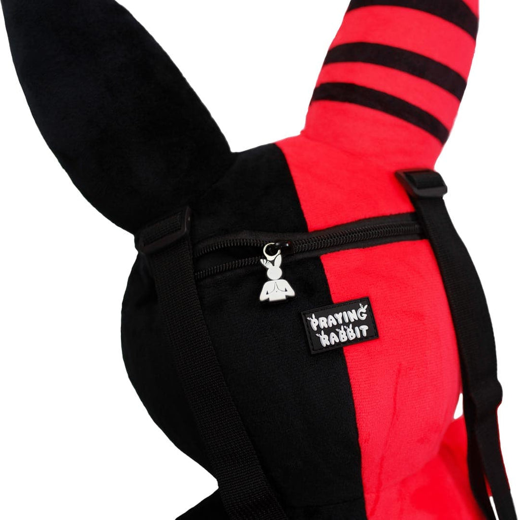 Rabbit Plush Backpack – Red/Black (20”)