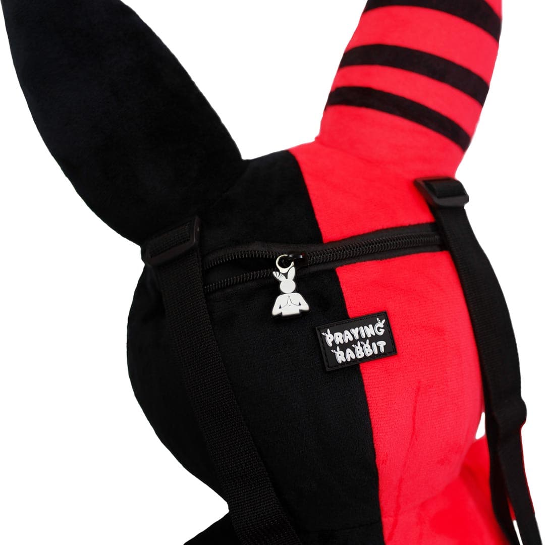 Rabbit Plush Backpack – Red/Black (20”)