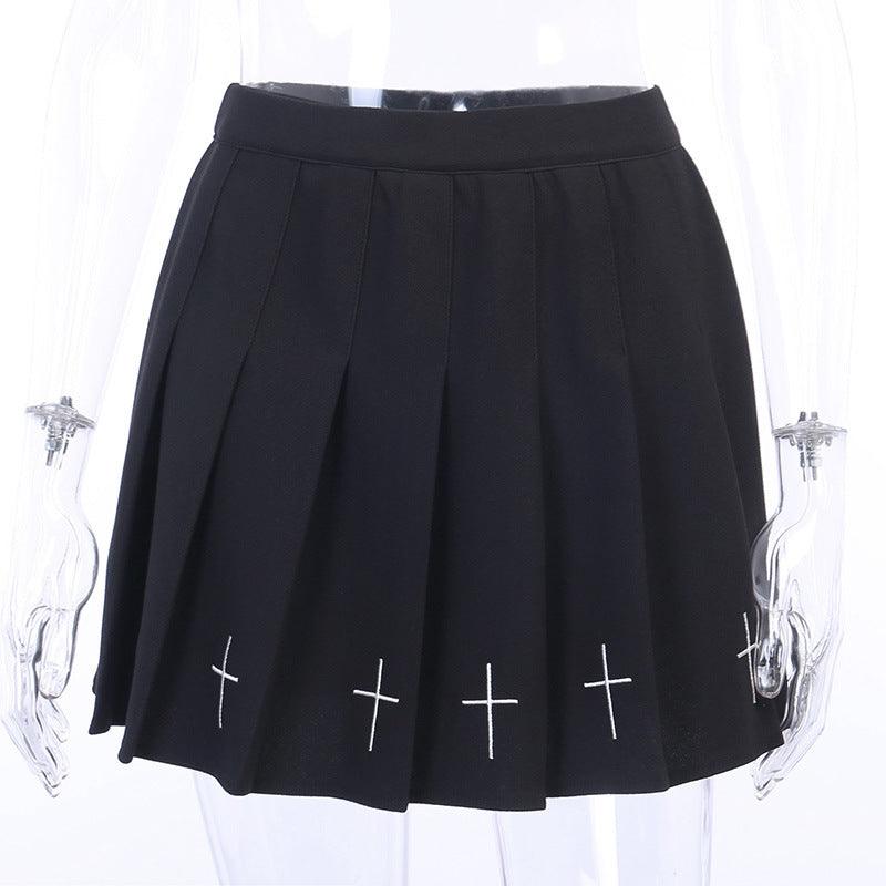 Sexy Cross Gothic Skirt (Colors) black