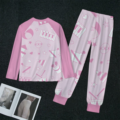 2Pcs Sweet Pink Babycore Pajama Set