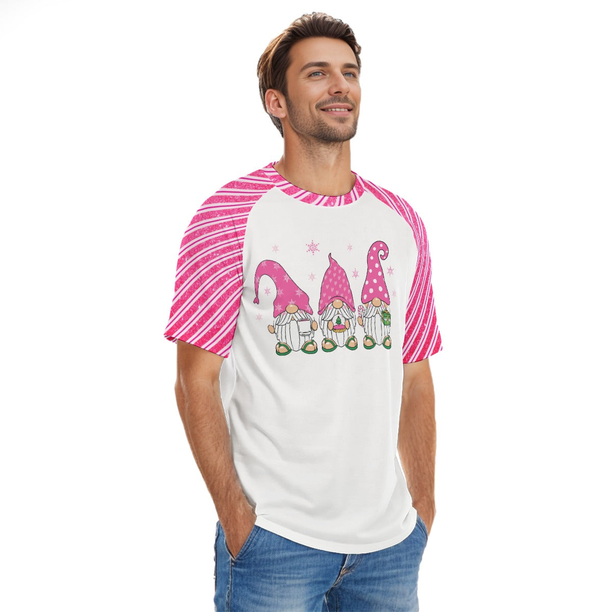 Pink Gnome Candy Cane Unisex Graphic Tee