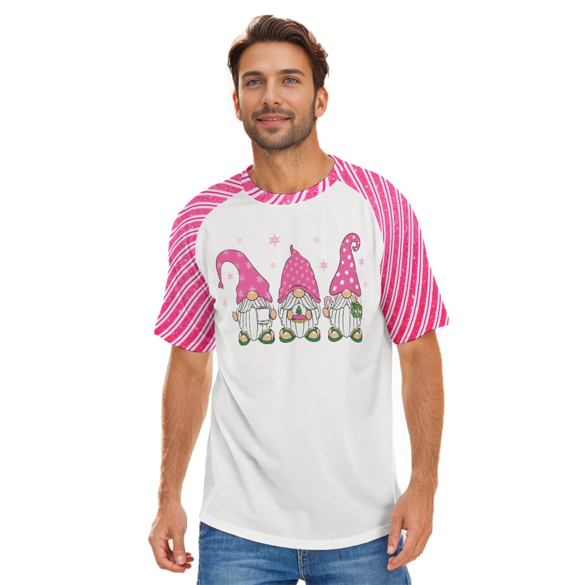 Pink Gnome Candy Cane Unisex Graphic Tee