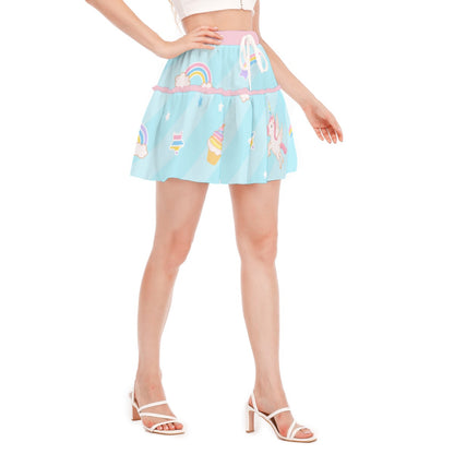 Pretty Pastel Unicorn Rainbow Ruffle Skirt