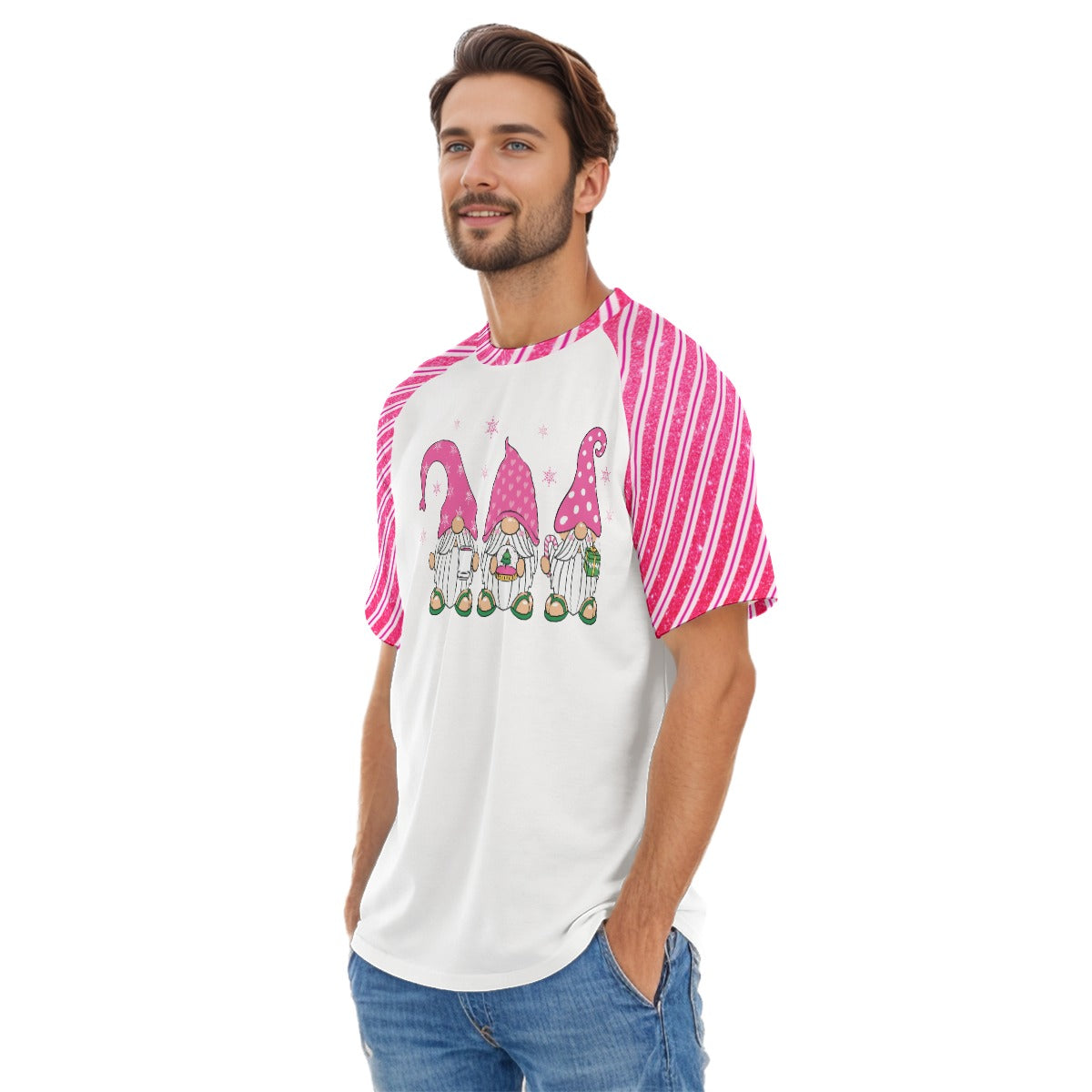 Pink Gnome Candy Cane Unisex Graphic Tee