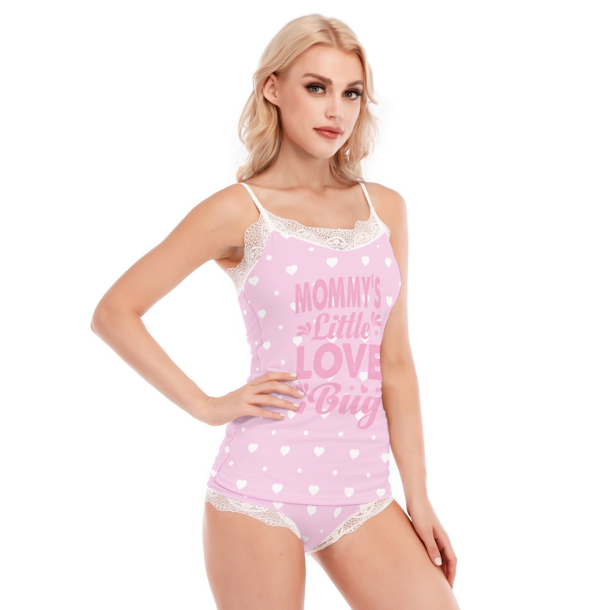 'Mommy's Little Love Bug' Pink Cami Lace Pajamas