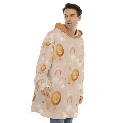 Cute Lion Unisex Fleece Hoodie Blanket