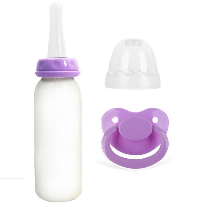 Purple Adult Pacifier + Adult Bottle Set Purple