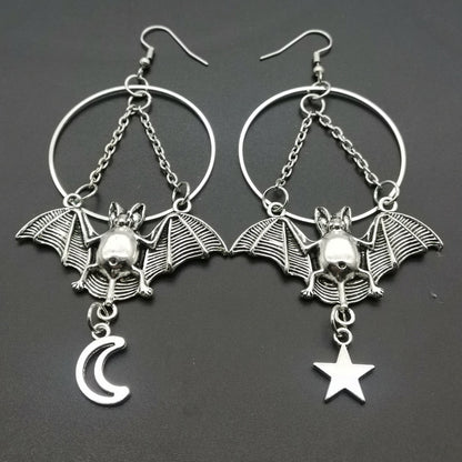 Moon Star and Bat Earrings